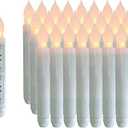24PCS LED Flameless Taper Candles, 6.5 Tall Tapered Candlesticks Battery Operated, Warm White Flickering Flame LED Taper Candles for Wedding, Halloween, Thanksgiving -Batteries Not Included