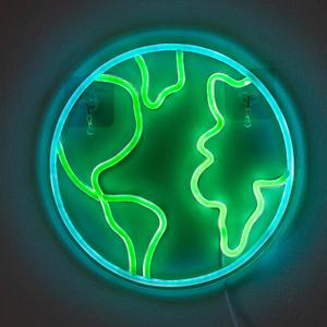 Earth Neon Sign for Classroom & Bedroom Decor  Adjustable Brightness, Eco-Friendly & Energy-Efficient LED Sign  Perfect Space Gift for Kids, Earth & Science Day Decorations