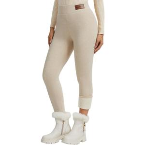 Sherpa Fleece Lined Leggings Women Winter Warm Thermal Tights Soft High Waist Thick Pants for Cold Weather (L)