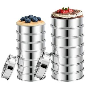 16Pcs Crumpet Rings Set, 4 & 3.15 Inch Nonstick English Muffin Rings, Stainless Steel Double Rolled Tart Ring, Round Metal Pastry Ring Molds for Baking Cake Dessert Food Making Tool