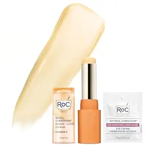 RoC Multi Correxion Revive + Glow Eye Balm with Vitamin C (0.14 oz) + Retinol Eye Cream Packette