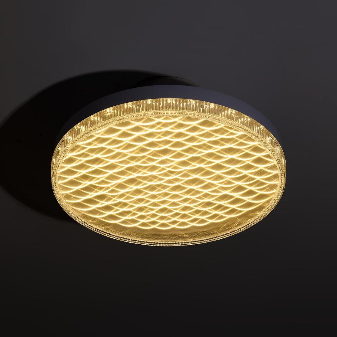 E26 to E26 Screw-in LED Ceiling Light 12 Inch White Flush Mount Light Fixture with Memory Function for Basement Garage Shop 3 Color Changing White Light 48W (Warm/White/Daylight)