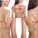 Women's Strapless Push Up Bra Underwired Thick Padded Low Cut T-Shirt Convertible Supportive Bras with Clear Straps (Beige, 40C)