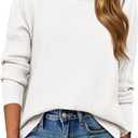 Saodimallsu Womens Sweaters Mock Neck Batwing Sleeve Fall Winter Sweaters (White, S)