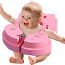 Kids Swimming Float No Inflate Kiddie Pool Float Solid Arm Floaties with Anti Flip Over Design, Double Safety Buckles Infant (Pink)
