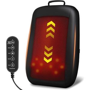 Shiatsu Back Massager with Heat, 4D Deep Tissue Massage for Pain Relief, Portable Rechargeable Electric Back Massager for Chair Home Office Car, Gift-Ready for Men Women (Black)