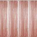 Sugargirl Rose Gold Sequin Backdrop Curtain 4 Panels 2FTx8FT Glitter Rose Gold Background Drapes Sparkle Photography Backdrop for Party Wedding Birthday Wall Decoration