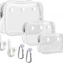 3 Packs Clear Bogg Beach Tote Bag with 2 Pack Insert Hooks Accessories for Bogg Bags Travel Makeup Clean Toiletry Brush Organizer Cosmetic Divider Storage Inner Pouch (White)