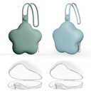 4 Pack Pacifier Holder Case,2pcs Silicone Portable Pacifier Pouch and 2pcs Transparent Nipple Holder Case Container, On-The-GO Pacifier Storage Container Box,BPA Free, Easy to CleanGreen+Blue