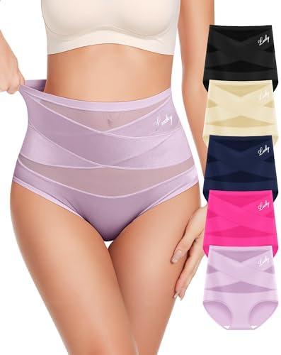 MIOTAN Women's Underwear 4 Pack High Waisted No Muffin Top Tummy Control Ladies Panties Postpartum Briefs Full Coverage.Size 3XL