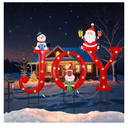 Outdoor Christmas Decorations, Solar Lighted Joy Snowman Reindeer Santa Claus Yard Sign Garden Stakes Xmas Holiday Decor for Patio Lawn Outside