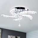 FRIXCHUR 19.7" Modern Crystal Chandelier Led Ceiling Light 5 Arms Acrylic Light Fixture Flush Mount Chandelier for Dining Room Bedroom Kitchen,Cool White
