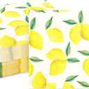 100 Pack Lemon Cocktail Napkins, 5x5 inch Fruit Party Napkin, Summer Party Decorations, Accessories for Themed Events and Celebrations