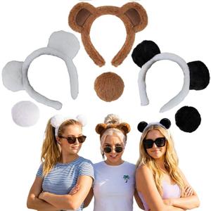 Brown Bear Ears, Polar Bear, Panda Headband for Halloween Accessories