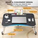 Folding Lap Desk, 23.6 Inch Wood Laptop Bed Desk with Cup Holder, Portable Bed Table for Working Writing Reading & Eating for Bed, Sofa, Couch, Floor - Black