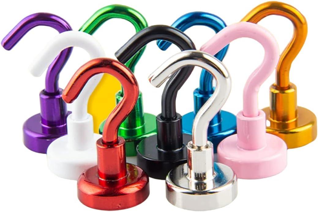 9Pack Magnetic Hooks for Cruise Cabins,Magnet Hooks for Fridge Hanging Heavy Duty Colorful Magnets with Hooks Strong Cruise Magnetic Hanger Hook for Refrigerator Grill Tools Pot Holders Locker
