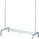 JIUYOTREE Metal Clothing Rack 43.3 Inches Clothes Garment Coat Rack with Bottom Shelf Clothing Rack for Hanging Clothes Coats Skirts Shirts Sweaters Silver Gray