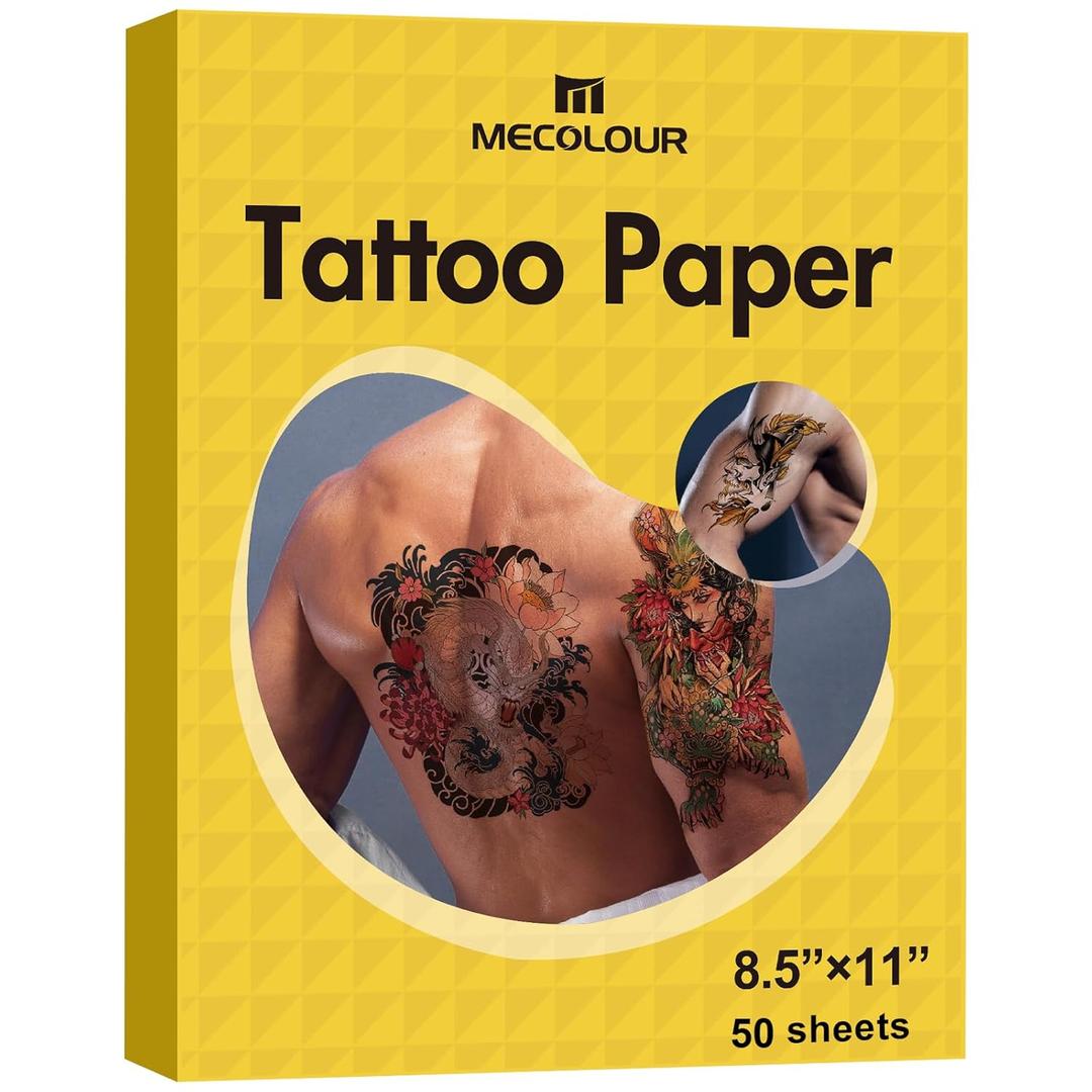 Printable Temporary Tattoo Paper for Inkjet Printer - 8.5"X11" DIY Personalized Image Transfer Sheet for skin (White-50 Sets)