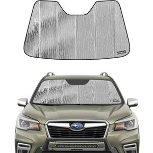 Windshield Sun Shade for Subaru Forester 2019-2021,with Eyesight Driver Assist,Front Window Sunshade Shield,2-in-1 Reflective Sun Shade,Silver for Summer, Black for Winter