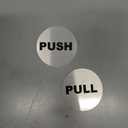 Pair of Push & Pull Adhesive Door Signs - in Gold, Silver or Copper Metallic. Generic Door Sign for business, restaurants, bars, hotels, schools, cafe (Silver) - Small Size, 2.75" diameter