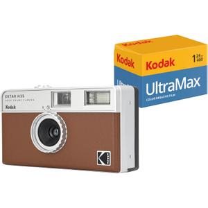 Kodak EKTAR H35 Half Frame Film Camera (Brown, Bundle with 24exp Film)