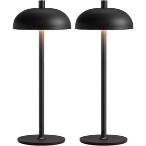 Cordless LED 12" Small Table Lamps Set of 2, Modern Portable Desk Lamp, 3 Color Dimming Rechargeable Battery Lights for Bedroom, Outdoor, Restaurant, Bedside, Baby Night Light, Gifts (Black)