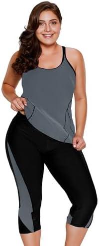 LALAGEN Womens Plus Size Swimsuits 2025 Modest Rash Guard Capris Tankini Bathing Suits Two Piece Bathing Suit Swimwear 4XL