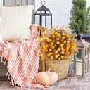 Fall Orange Artificial Flowers with Ground Stakes - 2 Pack 21 Inch UV Resistant Artificial Plants for Garden, Patio or Porch Thanksgiving Decorations