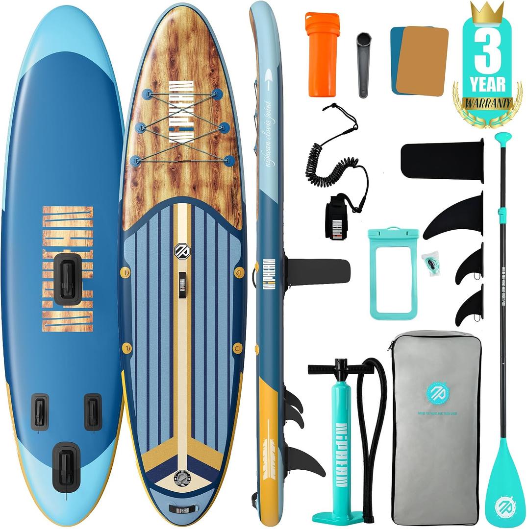 Niphean Inflatable Stand Up Paddle Board with SUP Accessories, Anti-Slip EVA Deck, 106 Inflatable Paddle Boards for Adults & Youth of All Skill Levels