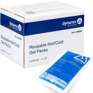 Dynarex Reusable Hot and Cold Gel Packs - 4" x 6" - Multi Purpose Compress for Injuries - Easy to Microwave or Freeze - First Aid, Sports, Home Use - 24 per Case