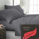 Ashton Sheets 100% Egyptian Cotton Split King Sheets Sets for Adjustable Bed - 1000 Thread Count 5 PC Top Split King Sheet for Sleep Number Bed, Cooling Sheets, Fits Mattress Upto 18" - Dark Grey