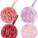 AmazerBath Loofah Sponge 60g/Piece, Exfoliating Bath Sponge Body Scrubber - Loofa Set of 2 - SunsetBerry Colors, Medium