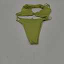 ZAFUL Women's Ribbed O-Ring String Bikini Swimsuit Cheeky Thong Swimwear Two Pieces Bathing Suit (Medium, 4_light Green)