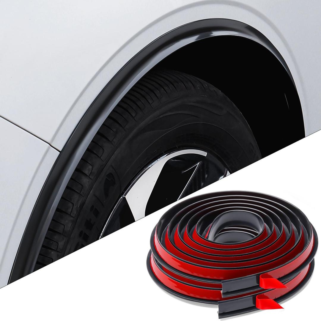 XmuxHai Glossy Black Silicone Wheel Arch Protector 21FT Glossy Black Universal Car Fender Trim Anti-Scratch Mud Guard for Cars SUV Pickup RV (Silicone Shiny Black)