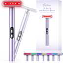 Light-Therapy-Wand, Red Light Therapy for Face and Neck Facial Wand 7 in 1 Led Beauty Wand Red & Blue Rejuvenation Face & Eye Massager Skincare Tool (Purple)