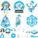 Bafeil 24 Set Winter Suncatcher Crafts Kits Winter DIY Window Tissue Paper Craft Kit Make Your Own Hanging Ornaments for Christmas Holidays Home Party Art Activities Decors