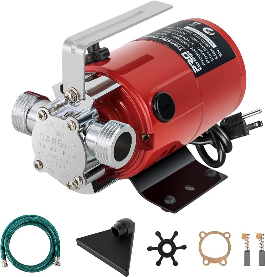 Utility Pump, Prostormer 1/10HP 120V Mini Portable Electric Water Transfer Pump 330GPH Plumbing Equipment with Water Hose Kit Great for Yard, Garden, Pool Draining