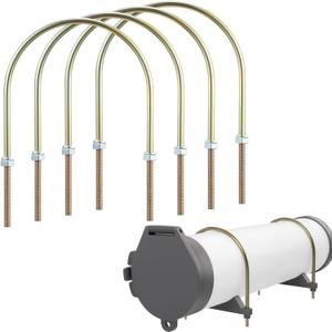 LEIFIDE 4 Pcs 3/8"-16 U-Bolt Fit 6 Inch PVC Pipe with Nuts and Washers, Round Zinc Plated Steel U Clamp for Pipe, Tube, Fence, Trailer, and General Mounting Hardware