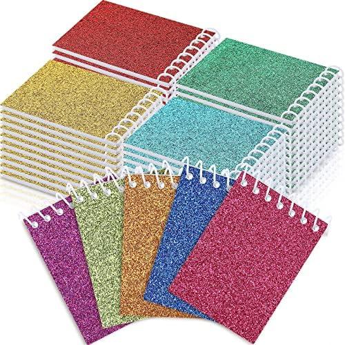Geyee 45 Pcs Back to School Gifts Glitter Mini Notepads Spiral Prism Small Notebooks Pocket Notepad Assorted Colors Mini Pad(2.6 x 3.5 Inch)