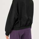 ODODOS Purevibe Cotton Oversized Sweatshirts, Women's Crew Neck Long Sleeve Pullover Tops with Kangaroo Pocket, Black, Small (Black, S)