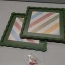 10x10 Wavy Picture Frame With Mat For 8x8, Wavy Edge Wooden Picture Frame with Real Glass - Wall Mount and Tabletop Display, Green, 2 Pack