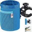 KEMIMOTO Motorcycle Cup Holder, Oxford Fabric Motorcycle Drink Holder with 0.6"-1.5" Alligator Clamp, Universal Water Bottle Cup Accessories for Bike, ATV/UTV, Scooter, Boat, Walker, Blue (1 PC,Medium)