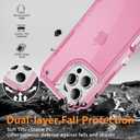 Compatible with iPhone 16 Pro Case with HD Screen Protector, Heavy Duty Shockproof [3 in 1] Clear Phone Cases for iPhone 16 Pro 6.3" (Pink)