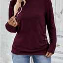 SOLY HUX Women's Plus Size T Shirt Long Sleeve Crew Neck Button Casual Tee Tops Fall Clothes