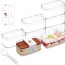 20 Pack 10OZ Rectangle Clear Plastic Dessert Cups with Lids and Sporks&Stickers Disposable Fruit Cups for Dessert,Tiramisu container with lid,Cupcake,Parfait,Pudding,Iced Cold Drinks,Fruits