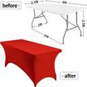 Peomeise 6FT Christmas Spandex Table Cover Rectangular Stretch Spandex Tablecloth (Red,6FT)