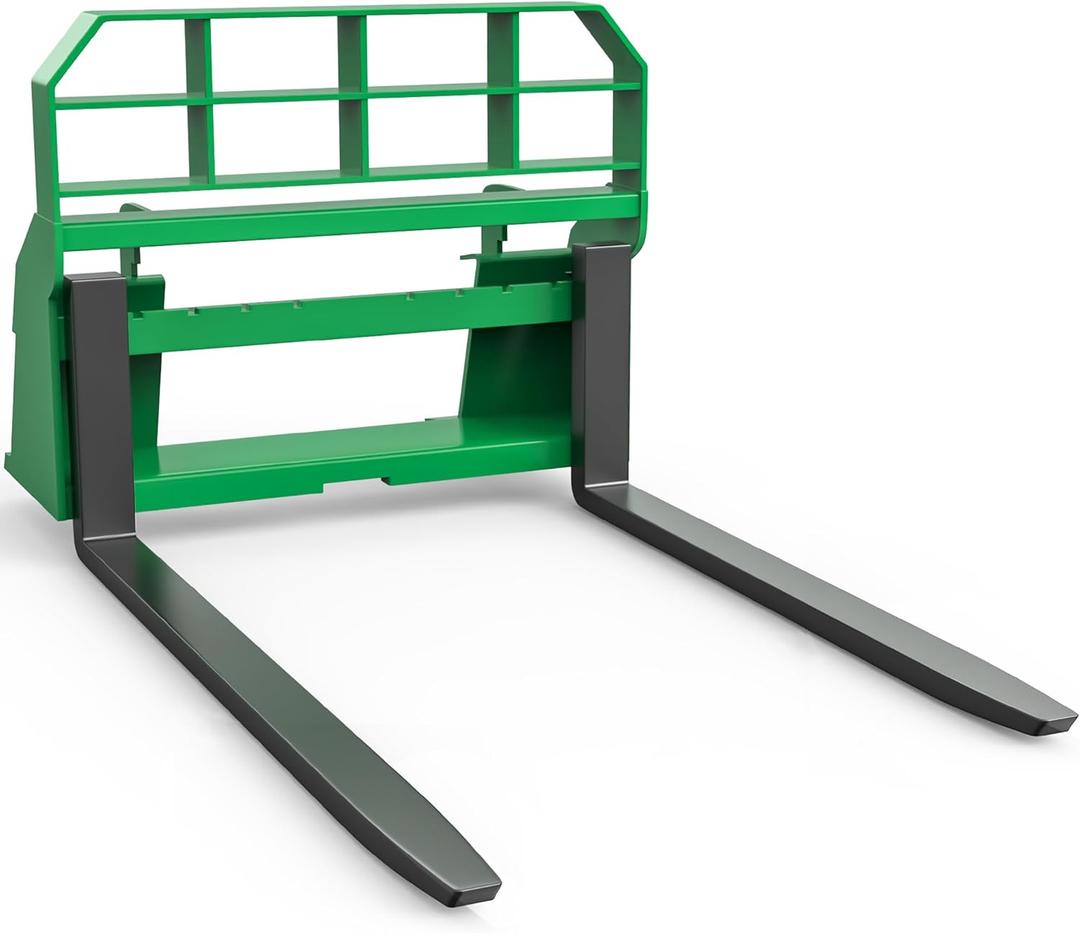 YITAMOTOR 4000lbs Universal Skid Steer Pallet Fork Attachment, 46" Pallet Fork Frame with 48" Fork Blades, Quick Attach Pallet Fork for Tractors Loaders (Green)