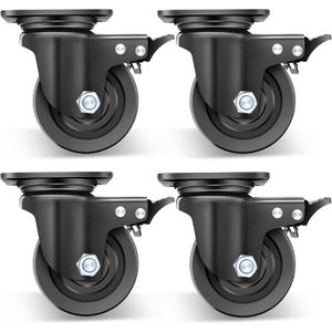 Nefish 4-Inch Heavy Duty Casters Set of 4, Industrial Grade Casters Wheels 7000 LBS, Low Gravity Plate Swivel Caster with Brake, Sturdy & Corrosion-Resistant Nylon Wheels for Industrial, Equipment