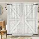 Barn Door Shower Curtain, Rustic Vintage Farmhouse Design Western Shower Curtain Country Barn Door Bath Curtains with Hooks, 72X72 Inch, Beige