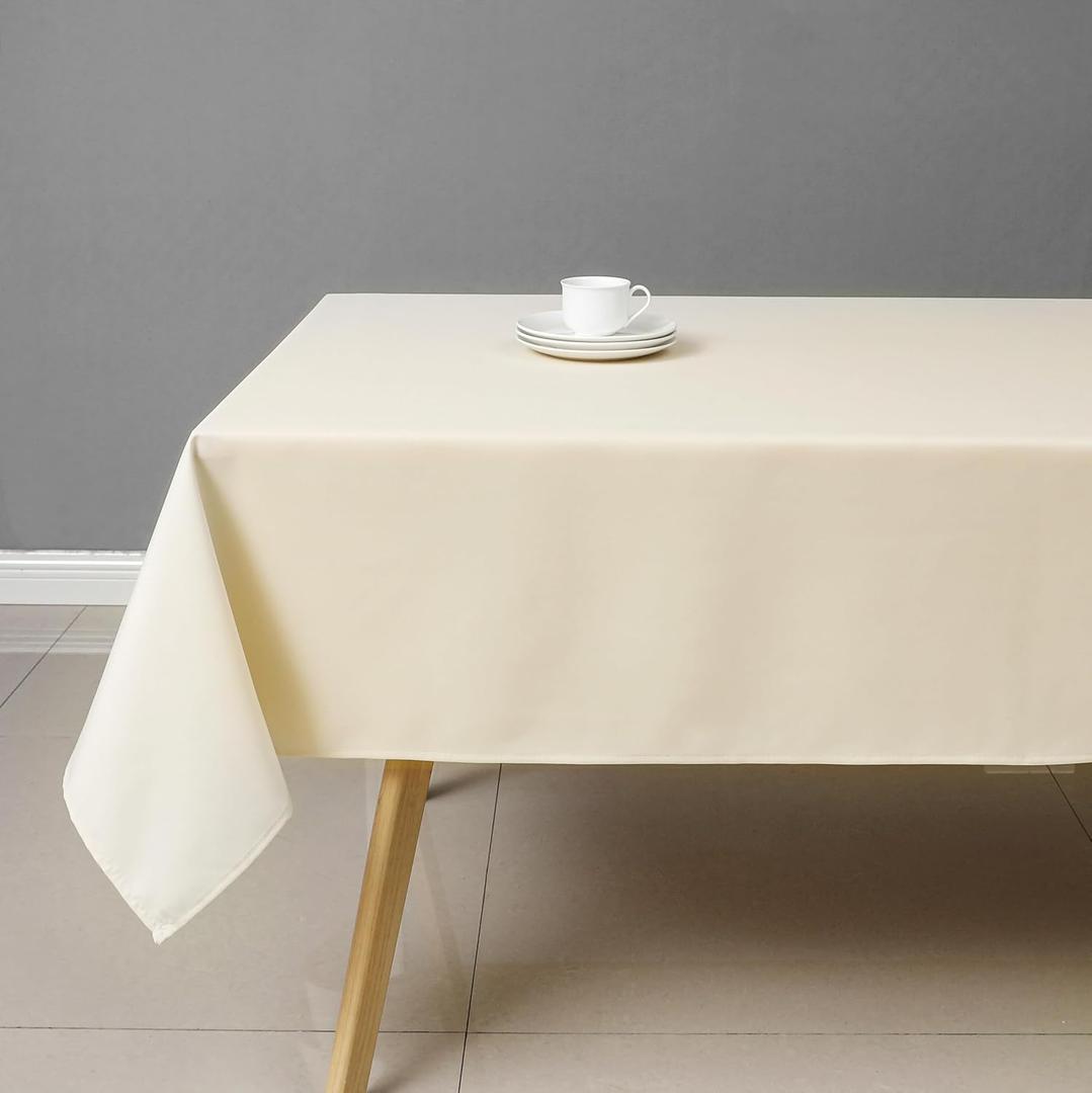 Wewoch Beige Rectangle Tablecloth Wrinkle Resistant Washable Fabric Table Cloth for Dining, Kitchen, Parties, Weddings and Outdoor Use 60 Inch by 84 Inch